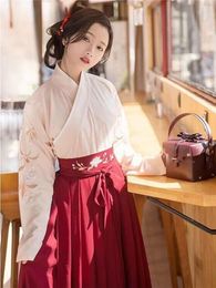 Ethnic Clothing Japanese Style Dress Women Long Kimono Cardigan Girls Skirt Floral Embroidered Full Sleeve Yukata Haori Ancient Oriental