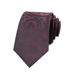 Bow Ties 7CM Mens Necktie Navy Drak Red Floral Paisley Ascot For Man Wedding Polyester Silk Cravat Business Party Corbatas Para