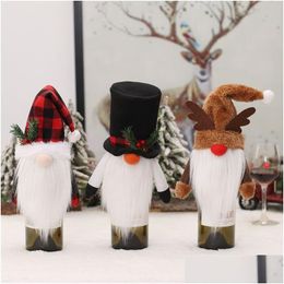 Keepsakes Christmas Party Supplies Cute Hats Elk Hat Faceless Old Man Wine Bottle Er Xmas Gifts Table Home Decor 6 2Mg D3 Drop Deliv Dhegy