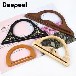 Bag Parts Accessories 1Pair=2Pcs Wooden Handle Handmade Purse Frames Wood Kiss Clasp Handbag Sewing Brackets DIY Handles for Making Bags Accessories 230824