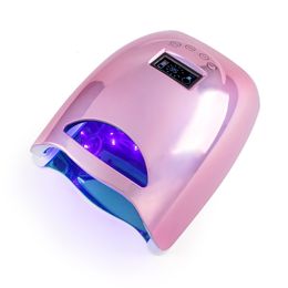 Nail Dryers Plating Pink 48W Cordless UV LED Nail Lamp for Manicure Rechargeable Battery Nail Dryer For Curing Gel Polish Lamp 48 230824