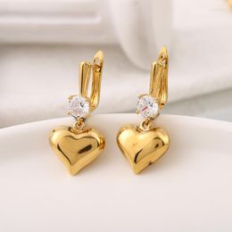 Necklace Earrings Set Cute Romantic Style Gold Stainless Steel Chain Peach Heart Pendant For Women's Rings Fashion