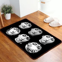 Carpets Retro Indoor Portrait Printing Floor Mat European Creative Living Room Carpet Bedroom Room Bathroom Door Dustproof Floor Mat 230823