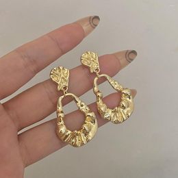 Dangle Earrings Lifefontier Gold Color Geometric Metal Drop For Women Punk Gothic Irregular Textured Pattern Earring Jewelry Gifts 2023