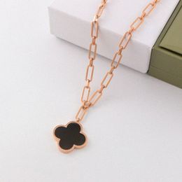 Fashional Necklaces Flowers Four-Leaf Clover Pendant Luxury Necklace 18K Gold Stainless Steel Jewellery for Women Gift Wedding Party JewexAIe#