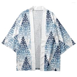 Ethnic Clothing Summer Men Women Looser Cardigan Gradient Leaves Printed Japan Kimono Beach Shorts Yukata Harajuku Haori