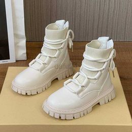Boots Girls Martin Boots Autumn Winter New Knitted Stitching Kids Short Ankle Boots Casual Motorcycle Boots For Children Warm Sneakers L0824