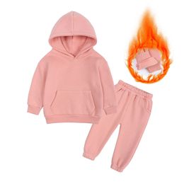 Clothing Sets Children Clothes Kids Suit Warm Sweater Girl Fleece Hoodies Pullover Sweatshirt Pant Winter Spring Girl Boy Tracksuit Sportswear 230823