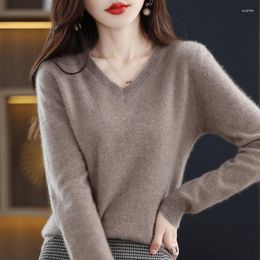 Women's Sweaters 100 Woolen Sweater Women Puyuan Wholesale Short V-neck Pullover Solid Color Wool Knitted Base For Hair