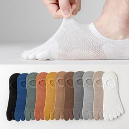 Men's Socks Cute Thin Cotton Breathable Sweat Absorbing Multi-Color Shallow Mouth Mesh Five Finger Product