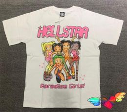 Men's T-shirts Mens t Shirts 2023ss Pink Hellstar Tee Men Women Studios Paradise Girl T-shirt White Short Sleeve High Street Tops