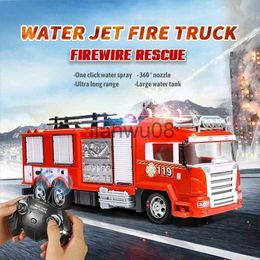 Electric/RC Car Rc Fire Truck Remote Control Car Truck Rescue 24g Fireman Radio Controlled Cars Water Jet Ladder Fire Engine Toys For Boys Gift x0824 x0824