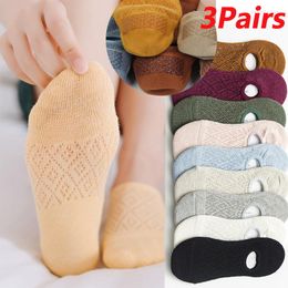 Women Socks 3Pairs/lot Invisible Boat Summer Mujer Silicone Non-slip Ankle Low Short Cotton Breathable Knit Thin