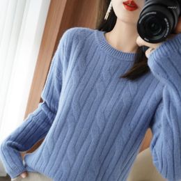 Women's Sweaters High-End Autumn Winter Double Thickening Loose Wool O-Neck Sweater Cashmere Knitted Girl Clothes Outwear