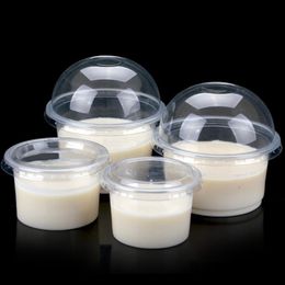 100 Set Disposable Pudding Cup Plastic sauce cups lid jelly Bowl Dessert Yoghourt small mini box home party Wedding 4 5 8 10oz243c