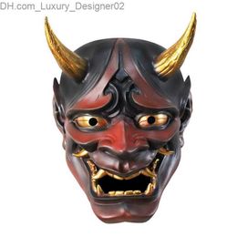Halloween Japanese Colour Bonjour Noh Kabuki Demon Mask Hundred Ghosts Night Out Resin Ghost Samurai Props Prom Party Mask Q230824