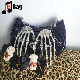 Evening Bags Womens Harajuku Shoulder Bags Goth Handbags Bags skull claw Y2K girl Halloween Cosplay punk tote skeleton Gothic underarm bag 230824