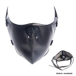 Adult Toys Adjustable Microfiber Leather Mask with Mouth Gag Bdsm Bondage Slave Ball Plug Black Breathable Sex Toy for Women Gay 230824
