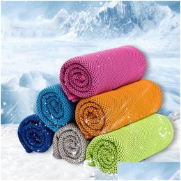 Towel Summer Outdoor Sports Ice Cold Scarf Running Yoga Travel Gym Cam Golf Sportss Cooling Colds Neck Wrap Drop Delivery Home Garde Dhtug