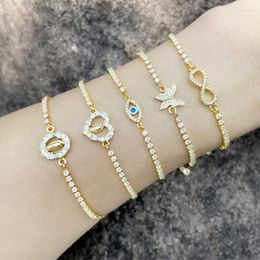 Charm Bracelets Simple Zircon Bracelet Female Demon Eye Virgin Butterfly Plated 18K Real Gold Y&YIDOY