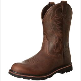 Autumn Winter Men Western Cowboy Boots Tree Element Embroidery Technology Retro Men's Boots EUR 38-48 1AA39