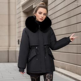 Women's Trench Coats 2023 Winter Fashion Long Coat Wool Liner Hooded Parkas Slim Fur Collar Jacket Warm Snow Wear Padded Clothes Women Parka