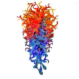 Pendant Lamps Colored Modern Hand Blown Art Glass Chandelier With LED Source Lighting