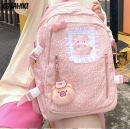 School Bags Pink Sweet Kawaii Cartoon Girls Students Y2K Korean Fashion Casual Schoolbag Trend Preppy High capacity Backpacks for Women 230823