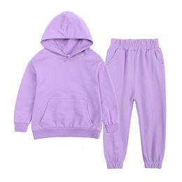 Clothing Sets ChildrenS Hooded Sweater Set ChildrenS Sportswear Set Kids Solid Tracksuit Kids Sweatsuit Sets Leisure Running Sports Suit 230823