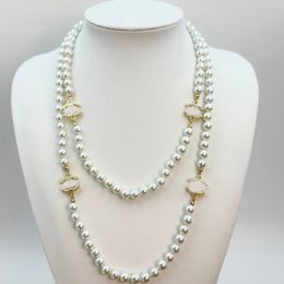 Moda pérola colar designer casamento diamante banhado a ouro letras pingentes colares para presente de jóias femininas
