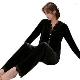 Women's Sleepwear 4011-b6Pajamas Set Silk Satin Womens Lace Nightwear Spring Strap Pyjamas Suit Female Lounge With Home Wear