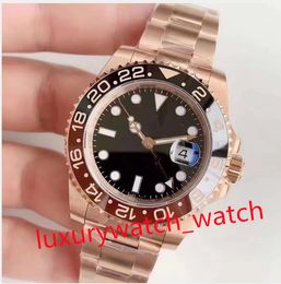 Top quality Men watch ceramic ring automatic mechanical watch Rose gold cal 3186 movement 40mm 904L sapphire GMT waterproof Man Wristwatch with box