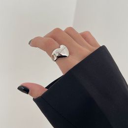 Band Rings Trendy Silver Color Women Accessories Elegant Simple Smooth LOVE Heart Party Jewelry Birthday Gifts 230823