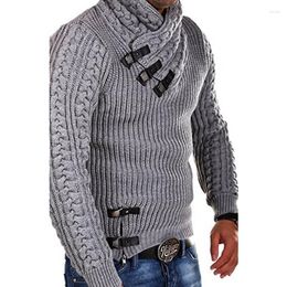 Men's Sweaters Turtleneck Twist Sweater Pullovers Male Autumn Long Sleeve Fashion Button Pullover Solid Color Knit Tops S-3XL