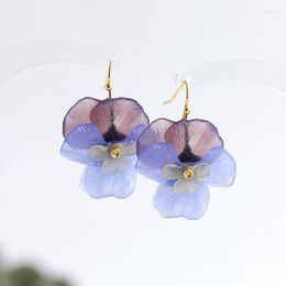Dangle Earrings Pansy Floral Ladies Niche Design Temperament Web Celebrity Ins Tide