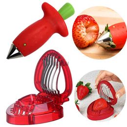 Strawberry Slicer Cutter Strawberry Corer Strawberry Huller Fruit Leaf Stem Remover Salad Cake Tools Kitchen Gadget Accessories HKD230810