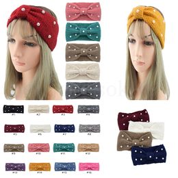 Winter Warmer Ear Knitted Headband Turban For Lady Women Crochet Bow Wide Stretch Hairband Headwrap Hair Accessories For Girl dc983