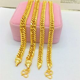 Chains Luxury 18K Gold Colour Necklace For Men Wedding Engagement Jewellery Fashion Chain Collar Anniversary Party Gifts Male