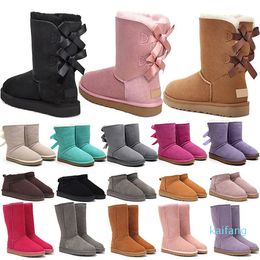 Boots Designer Women Winter Mini Booties Girl Classic Snow Boots Plush Ankle Short Bow