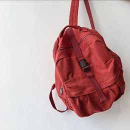 Backpack Fshion Solid Color Women 2023 Ins Vintage Waterproof Canvas School Bags Casual Large Capacity Bookbag Unisex Laptop Bag