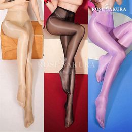 Sexy Tights 30D Women's Fashion Oil Shiny Open-crotch Pantyhose Yarns Stockings Hose Dance Female High Elasticity Socks & Hos214j