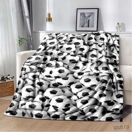 Blankets 3D Football Fleece Blanket Super Soft Comfy Plush Flannel Soccer Ball Throw Blankets Bed Sofa Bedspread Home Decor R230824