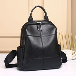 School Bags Korean Ladies Leather Backpack Female Real Cowhide Women's Bag High Quality Woman Black Natural Backpacks 230823
