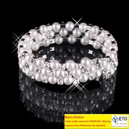 In Stock Faux Pearl Bracelet Bridal Jewelry Wedding Accessories Lady Prom Evening Party Jewery Bridal Bracelets Women ZZ