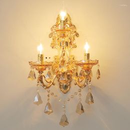 Wall Lamp European-style Crystal Bedroom Bedside Villa Duplex Building Corridor Aisle Zinc Alloy