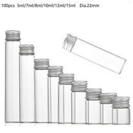 Storage Bottles 100pcs 5ml-15ml Transparen Glass Bottle With Aluminium Lid Mini Jars Sugar Nut Flower Tea Clear Container