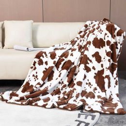 Blankets Brown Cow Fur Print Fleece Blanket Fluffy Soft Highland Cattle Bedding Warm Lightweight Throw Blankets for Bedroom Home Decor R230824