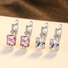 Stud Earrings SA SILVERAGE Vintage 925 Trendy Geometric Type S925 Sterling Silver Women's Morganite For Women Crystals