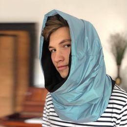 Scarves Fashion puffer head cover women men Unisex Faux leather headscarf Winter waterproof neck warm hijab scarf circle cape scarves 230824