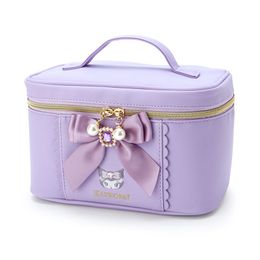 Cosmetic Bags Cases Anime Lolita Makeup Bag Box Large Cute Kawaii Makeup Storage Case Leather Bow Diamond Make Up Organiser Cosmetic Bag 230823